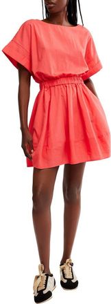 Free People Full Time Fun Cotton Poplin Minidress in Atlas Red at Nordstrom, Size X-Large