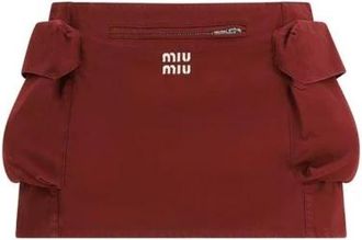 Miu Miu Washed Poplin Miniskirt - Dames - Korte rokken - Rood - M - Katoen - Rokken