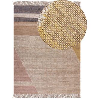 Beliani Tappeto Multicolore Juta Motivo Geometrico 160 x 230 cm Rustico Boho