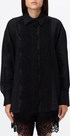 Ermanno Scervino Camicia relaxed fit in lino con inserti in pizzo