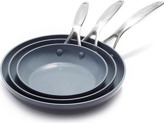 GreenPan Valencia Pro Set of 3 Ceramic Nonstick Fry Pans in Grey at Nordstrom