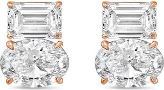 Diana M. Jewels 14kt rose gold 8.00 cts emerald and oval diamond earrings