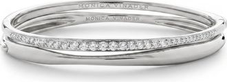 Monica Vinader Nura Lab Grown Diamond Set of 2 Sterling Silver Bangle Bracelets at Nordstrom, Size Medium