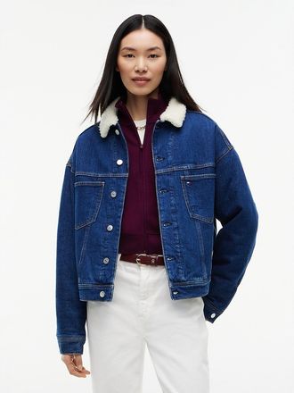 Tommy Hilfiger Womens Tommy Jeans Teddy Denim Jacket - Dark Denim - XS