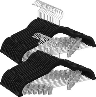 OEM Perchas Para Pantalones, Faldas, Vestidos, Chaquetas Y Abrigos - Juego De 24 Perchas Antideslizantes Con Pinzas Retr&aacute;ctiles, Superficie De Terciopelo,