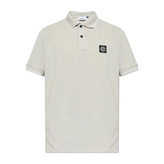Stone Island Polo Shirts, male, Gray, Size: 2XL Polo With Logo Patch