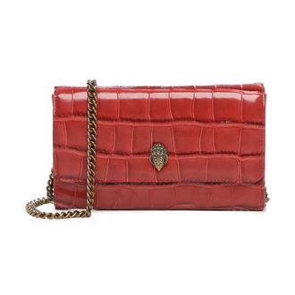 Kurt Geiger Cross Body Bags, female, Red, ONE SIZE, Red Crocodile-Embossed Wallet with Double Snap