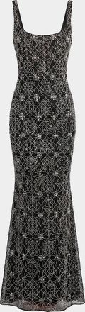 Mac Duggal Embellished Mesh Sleeveless Gown