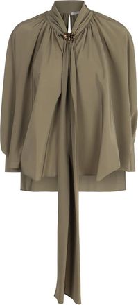 Max Mara Zijden blouse met goudkleurig metalen detail - Dames - Blouses - Groen - S - Overhemden