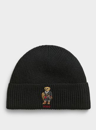 Polo Ralph Lauren Mens Winter bear logo ribbed Tuque Hat