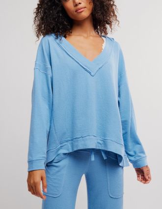 Free People Staycation Pullover In Blue