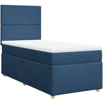vidaXL Vidaxl - Cama Box Spring Con Colch&oacute;n Tela Azul 90x190 Cm