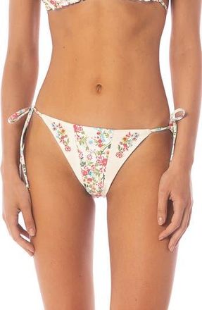 Maaji Shinning Floral Reversible Side Tie Bikini Bottoms in Open White at Nordstrom Rack, Size Large