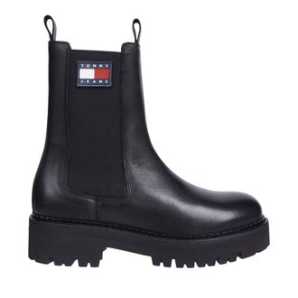 Tommy Jeans Black Urban Leather Slip-On Chelsea Boots