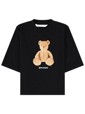 Palm Angels Black Cropped Teddy Bear Cotton T-Shirt