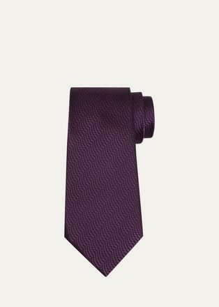 Ermenegildo Zegna Mens Abstract Jacquard Silk Tie