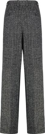 Dolce & Gabbana Womens Wool Wide-Leg Trousers Grey