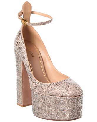 Valentino Tan-Go 155 Embellished Suede Platform Pump
