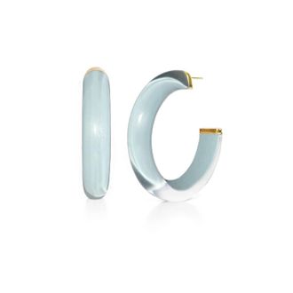 Gold & Honey Womens Medium Illusion Hoop Earrings In Grey