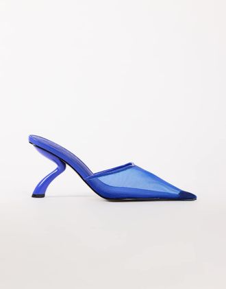 Topshop Alessio d&eacute;collet&eacute; a punta con tacco angolare in mesh cobalto-Blu