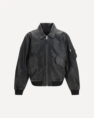 Alpha Industries CWU-36/P leather UV Bomber Jacket Male S