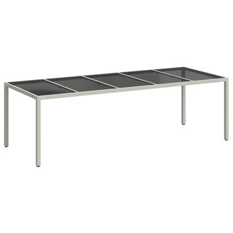 Berkfield Home Garden Table White 250x100x75 cm Poly Rattan & Tempered Glass | Size: 250 x 100 x 75 cm
