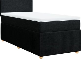 vidaXL Cama Box Spring Con Colch&oacute;n Tela Negro 90x200 Cm Vidaxl