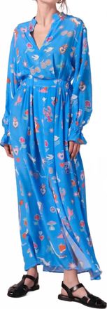 Paolita White Rabbit Silk Mary Jane Dress In Blue Multicolor