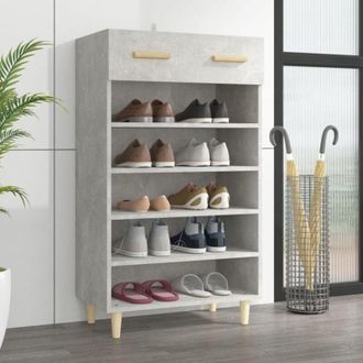 vidaXL Scarpiera Grigio Cemento 60x35x105 cm in Legno Multistrato - Vidaxl