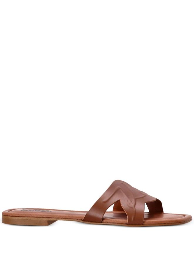 Sandali slides Brio Signature con logo - Marrone