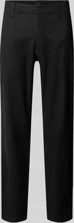 Boss Orange by Hugo Boss BOSS Orange Regular Fit Leinenhose aus Leinen-Mix Modell Sanderson-L-3 in Black, Gr&ouml;&szlig;e 30/32