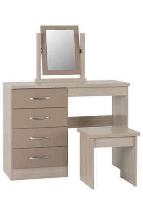 Seconique Nevada 4 Drawer Dressing Table Set in Taupe