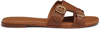 Santoni Didi Flat Sandal - Dames - Sandalen - Bruin - 39 EU - Leer - Schoenen