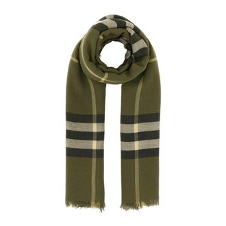 Burberry Winter Scarves, unisex, Green, Size: ONE SIZE Embroidered Wool Scarf