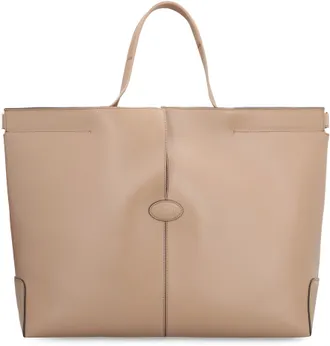 Tod's Womens Folio Leather Tote Brown Calf Bags
