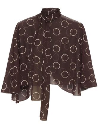 Prada dot-print georgette cape - women - Nylon - 36 - Red
