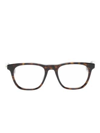 Montblanc geometric frame glasses - unisex - Acetate - 53 - Brown