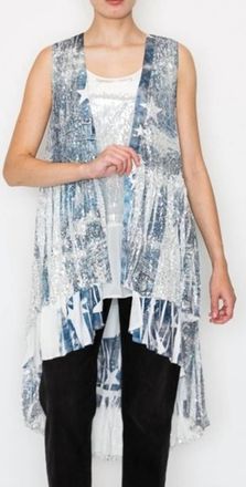 Origami Jewellery Denim Star Sequin Vest In Grey