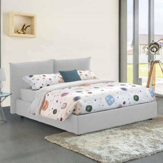 Talamo Italia Talamo Italia - Dmora - Cama Matrimonial Dbrekal, Cama Contenedor Con Revestimiento De Tela, 100% Made In Italy, Apertura Frontal, Con Colch&oacute;n 160x190