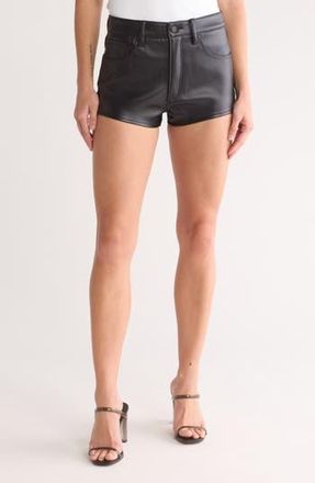 Good American Micro Faux Leather Shorts in Black001 at Nordstrom Rack, Size 20