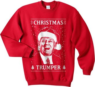 Sanfran Clothing Sanfran - Christmas Trumper Top Xmas Funny Donald Trump USA America Jumper Sweater - Extra Large/Red