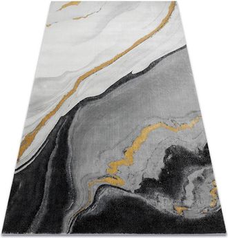 RugsX Rugsx - Alfombra Emerald Exclusivo 1017 Glamour, Elegante M&aacute;rmol Negro / Oro Grey 160x220 Cm