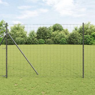 Berkfield Home Euro Fence with 7 Posts 1.6x10 m Galvanised Steel Grey in Silver