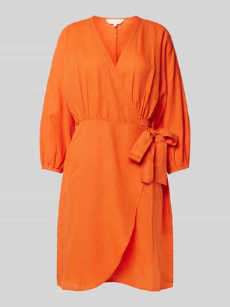 Moss Copenhagen Knielanges Leinenkleid in Wickel-Optik Modell Mirilla in Orange, Gr&ouml;&szlig;e S