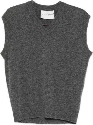 Amaranto Sleeveless V-Neck Sweater In Heathered Gray