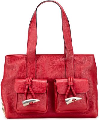 Burberry Pre-owned Burberry House Check Trimmed Grainy Calfskin Horn Toggle Tote Ladies S.05.1