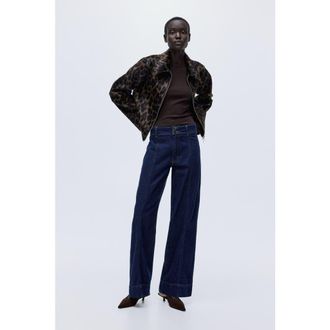 H&M Wide High Jeans in Dark Denim Blue at Nordstrom, Size 18