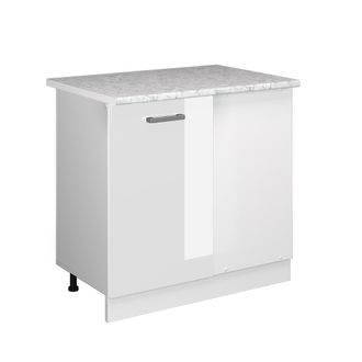 Vicco Armario De Esquina R-line, Blanco Alto Brillo, 86 Cm, Et M&aacute;rmol