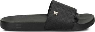 Tommy Hilfiger monogram-embossed slides - women - Polyurethane/Polyester/Polyurethane/Polyethylene vinyl acetate (PEVA) - 40 - Black