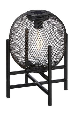 Glitzhome Metal Mesh Edison Bulb Solar Powered Outdoor Lantern with Stand in Black at Nordstrom, Size Medium